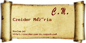 Czeider Mária névjegykártya